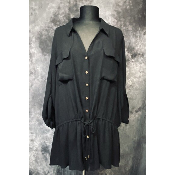 Lane Bryant Tops - Lane Bryant Black  3/4 Sleeves Roll Tab Top Size 26/28 Pockets